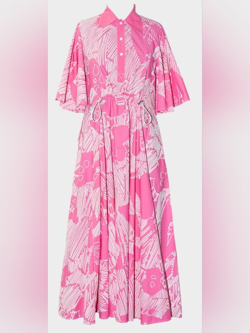 Cherie Abstract-print Shrirtdress Cotton Drawstring Size M